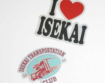 Isekai Anime Meme Funny Waterproof 2-Piece Holographic Die Cut Sticker Set