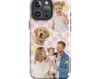 Custom Three Photos on Checker iPhone Case - Personalized MagSafe Tough Cover
