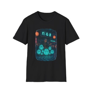 Holographic Daruma Stand Shirt,  Glowing Digital Japan Spirit Doll T-Shirt (Digital Culture Japan Series)