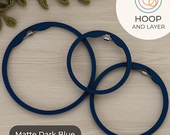 Seamless Round Embroidery Hoop – Matte Dark Blue | Modern Frame for Stitching & Display (120–210mm)