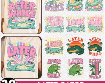 Nach zwar Krokodil Png Bündel, 20 PNG Schulanfang, Bis später Alligator Png, Später Gator Png, Sommer Png Bündel, Preppy Gator Png