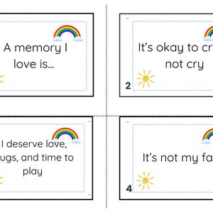 30 Erinnerungskarten für Kinder, emotionale Unterstützung | Werkzeuge zur Lösung der Eheschließung | SEL Printable