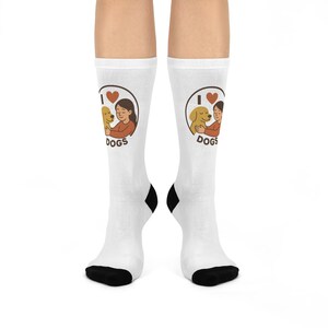 I Love Dogs Cushioned Crew Socks, Dog Lover Gift, Animal Rescue Fundraiser, Pet Owner Apparel, Fun Dog Socks, Birthday Gift for Dog Lovers