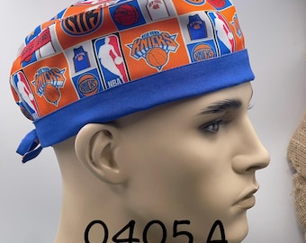 Game Changer. New York Knicks Basketball Scrub Cap: Comfortable Cotton lined Tie-Back, All Sizes