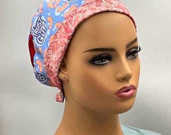 Gastroenterology Scrub Cap: Tieback Cotton Scrub Hat, Poop Print