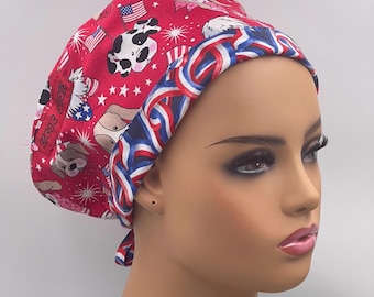 Gorro quirúrgico con estampado patriótico: gorro médico/veterinario