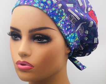 Gorro quirúrgico de neurocirugía: cómodo gorro de algodón con cintas para sujetarlo - para cabello corto/regular