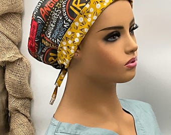 Gorro quirúrgico IR para radiología intervencionista: colorido y elegante gorro de algodón con cierre con lazo en la parte posterior.