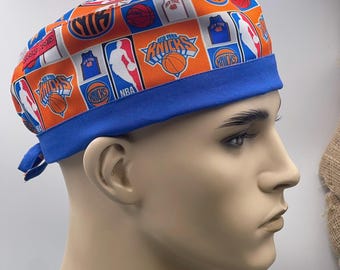 Game Changer. New York Knicks Basketball Scrub Cap: Comfortable Cotton lined Tie-Back, All Sizes