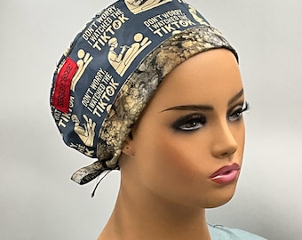 Está en las redes sociales Gorro quirúrgico: lo vi en Tik Tok Cómodo gorro de algodón con lazo en la espalda