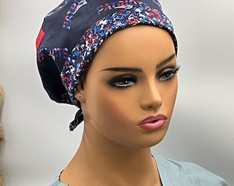 Game Changer. New England Patriots Football Scrub Cap: Comfortable Cotton Tie-Back, All Sizes