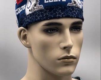 Indiana team Football Scrub Cap: Comfortable Cotton Tie-Back