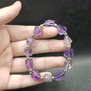 Natural Stone Amethyst Crystal Bracelet, Premium Quality, Crystal Jewelry, Stretchable Handmade