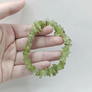 Natural Stone Peridot Raw Crystal Bracelet, Stretchable, From Pakistan, Premium Quality, Handmade
