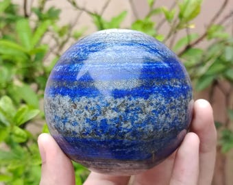 670g Natural Stone Polished Lapis Lazuli Sphere, From Afghanistan, Premium Quality Crystal