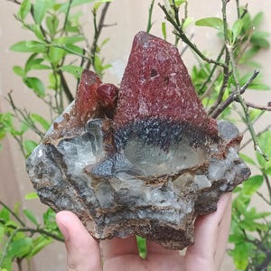 860g Rare Natural Stone Red Iron Oxide Coated Calcite Crystals, From Balochistan, Mineral Specimen.