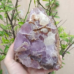 1495g Natural Purple Cubic Fluorite Mineral Specimen, With Calcite Crystals, From Balochistan, Intricate Crystal Specimen