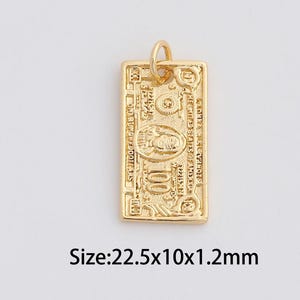 Dainty Gold Dollar Pendant,18K Gold Filled Money Charms,Square Charm for DIY Necklace Bracelet Jewelry Findings Supply