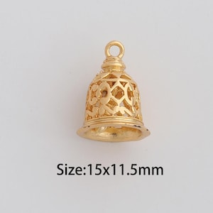 Dainty Gold Bell Pendant,18K Gold Filled Bell Charms,Bell Charm for DIY Necklace Bracelet Jewelry Findings Supply