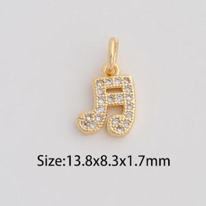 Dainty Music Notes Pendant,18K Gold Filled Symbols Charms,Micropavé CZ Music Notes Charm for DIY Necklace Bracelet Jewelry Findings Supply