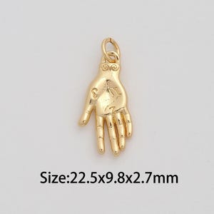 Dainty Gold Hand Pendant,18K Gold Filled Gesture Charms,Hand Charm for DIY Necklace Bracelet Jewelry Findings Supply