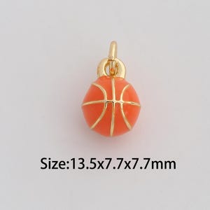 Dainty Gold Basketball Pendant,18K Gold Filled Sports Charms,Enamel Ball Charm for DIY Necklace Bracelet Jewelry Findings Supply