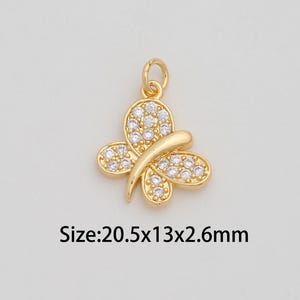 Dainty Gold Butterfly Pendant,18K Gold Filled Insect Charms,Micropavé CZ Butterfly Charm for DIY Necklace Bracelet Jewelry Findings Supply