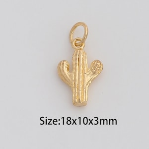 Dainty Gold Cactus Pendant,18K Gold Filled Desert Charms,Cactus Charm for DIY Necklace Bracelet Jewelry Findings Supply