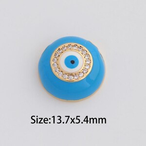 Dainty Enamel Evil Eye Pendant,18K Gold Filled Devil Eye Charms,Micropavé CZ Round Charm for DIY Necklace Bracelet Jewelry Findings Supply