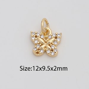 Dainty Gold Butterfly Pendant,18K Gold Filled Insect Charms,Micropavé CZ Butterfly Charm for DIY Necklace Bracelet Jewelry Findings Supply
