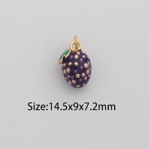 Dainty Gold Blueberry Pendant,18K Gold Filled Fruit Charms,Enamel Blueberry Charm for DIY Necklace Bracelet Jewelry Findings Supply