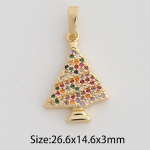 Dainty Gold Christmas Tree Pendant,18K Gold Filled Tree Charms,Micropavé CZ Christmas Charm for DIY Necklace Bracelet Jewelry Finding Supply