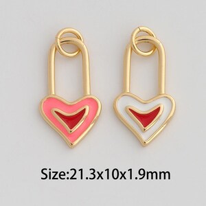 Zierlicher Gold Herz Anhänger, 18K Gold gefüllt Lock Charms, Emaille Liebe Charm für DIY Halskette Armband Schmuck Zubehör