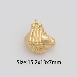Dainty Gold Hand Stone Pendant,18K Gold Filled Gesture Charms,Hand Charm for DIY Necklace Bracelet Jewelry Findings Supply