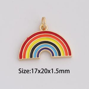 Dainty Gold Rainbow Pendant,18K Gold Filled Rainbow Charms,Enamel Rainbow Charm for DIY Necklace Bracelet Jewelry Findings Supply