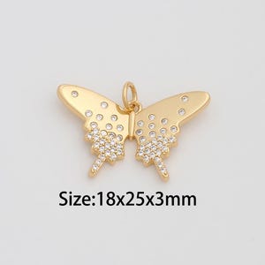 Dainty Gold Butterfly Pendant,18K Gold Filled Insect Charms,Micropavé CZ Butterfly Charm for DIY Necklace Bracelet Jewelry Findings Supply