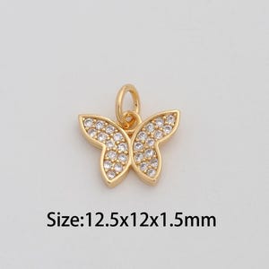 Dainty Gold Butterfly Pendant,18K Gold Filled Insect Charms,Micropavé CZ Butterfly Charm for DIY Necklace Bracelet Jewelry Findings Supply