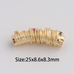 Gold Cylindrical Spacer Bead,18K Gold Filled Round Tube Beads,Micropavé CZ Large Hole Bead for DIY Necklace Bracelet Jewelry Findings Supply