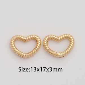 Dainty Gold Push Door Clasp,18K Gold Filled Spring Clasp,Heart Clasp for DIY Necklace Bracelet Jewelry Findings Supply