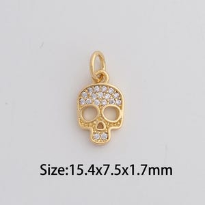 Dainty Gold Skull Pendant,18K Gold Filled Skull Charms,Micropavé CZ Skull Charm for DIY Necklace Bracelet Jewelry Findings Supply