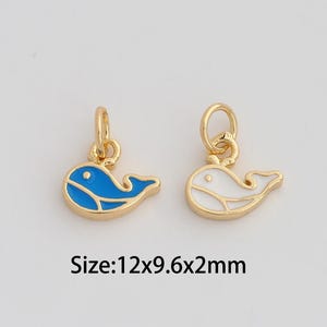 Delicado colgante de ballena de oro, dijes de vida marina rellenos de oro de 18 quilates, dije de ballena esmaltado para collares, pulseras y accesorios de joyería.