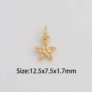 5 pcs Dainty Gold Starfish Pendant,18K Gold Filled Starfish Charms,Starfish Charm for DIY Necklace Bracelet Jewelry Findings Supply