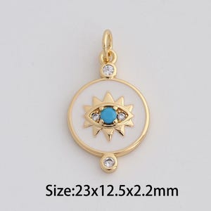 Dainty Enamel Evil Eye Pendant,18K Gold Filled Devil Eye Charms,Micropavé CZ Round Charm for DIY Necklace Bracelet Jewelry Findings Supply