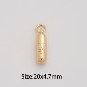 Dainty Gold Chill Pill Pendant,18K Gold Filled Capsule Charms,Letter Charm for DIY Necklace Bracelet Jewelry Findings Supply