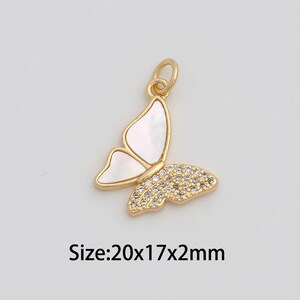 Fritillaria Butterfly Pendant,18K Gold Filled Insect Charms,Micropavé CZ Butterfly Charm for DIY Necklace Bracelet Jewelry Findings Supply