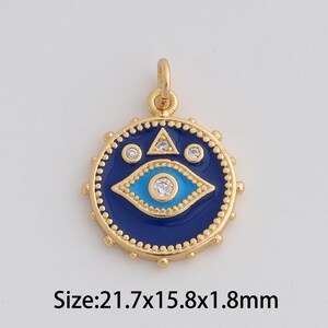 Dainty Enamel Evil Eye Pendant,18K Gold Filled Devil Eye Charms,Micropavé CZ Round Charm for DIY Necklace Bracelet Jewelry Findings Supply