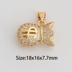 Dainty Gold Money Bag Pendant,18K Gold Filled Money Bag Charms,Micropavé CZ Money Bag Charm for DIY Necklace Bracelet Jewelry Finding Supply