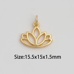 10 pcs Dainty Gold Lotus Pendant,18K Gold Filled Flower Charms,Lotus Charm for DIY Necklace Bracelet Jewelry Finding Supply