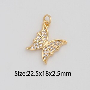 Dainty Gold Butterfly Pendant,18K Gold Filled Insect Charms,Micropavé CZ Butterfly Charm for DIY Necklace Bracelet Jewelry Findings Supply