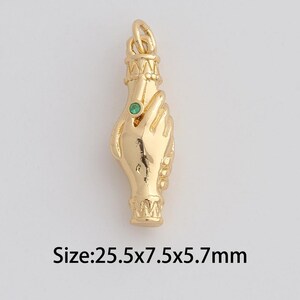 Dainty Gold Handshake Pendant,18K Gold Filled Gesture Charms,Micropavé CZ Hand Charm for DIY Necklace Bracelet Jewelry Findings Supply